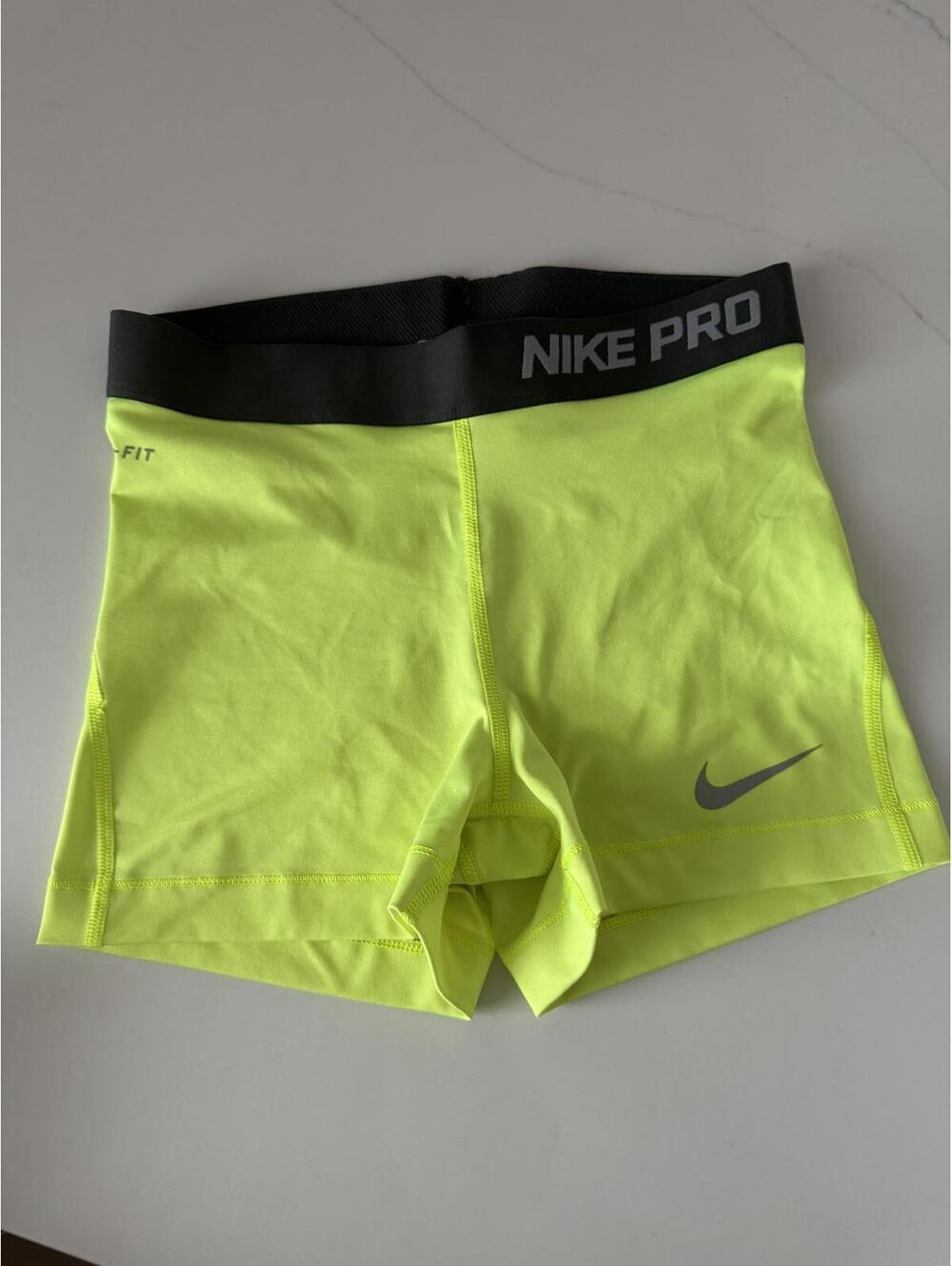 Nike Pro Neon Yellow Compression Shorts - Size Small